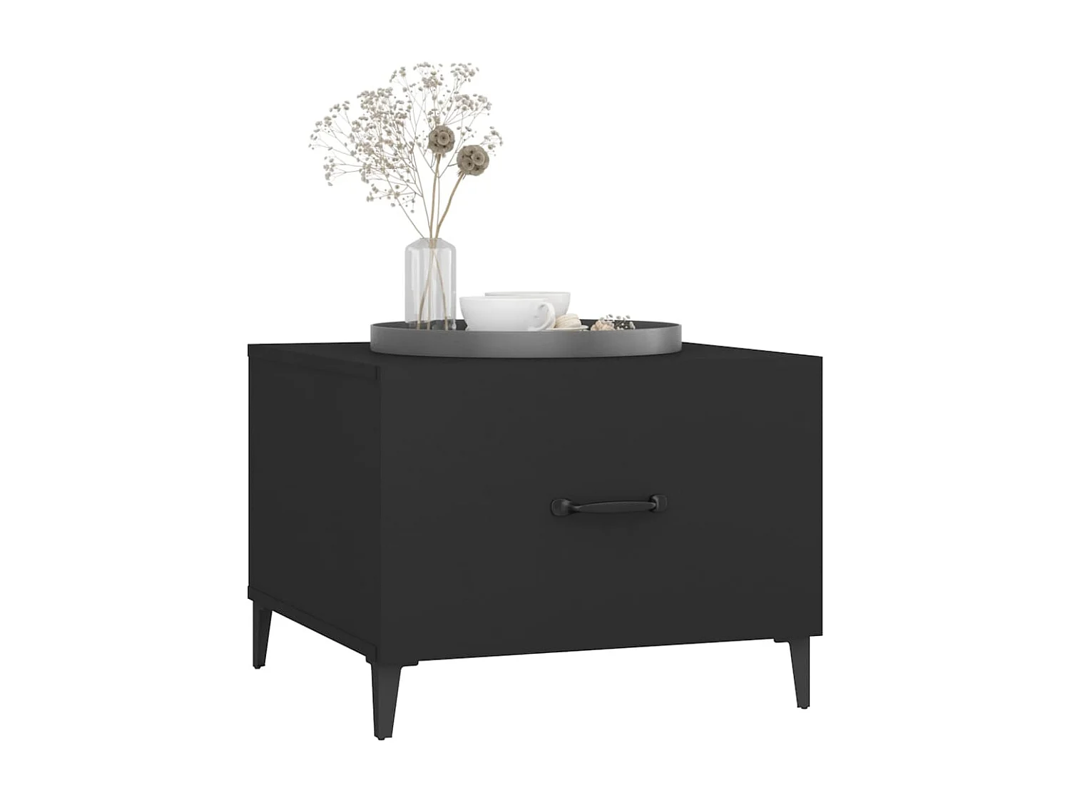 Couchtisch 2er Set-Sofatisch-Beistelltische mit MetallbeinenSchwarz 50x50x40 cm SHL51275