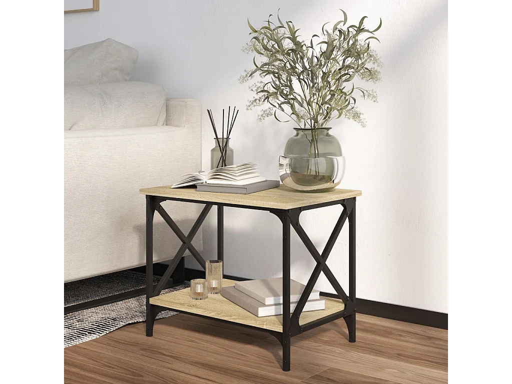 Table basse salon-Table d'appoint Chêne sonoma 55x38x45 cm Bois d'ingénierie SHL98555