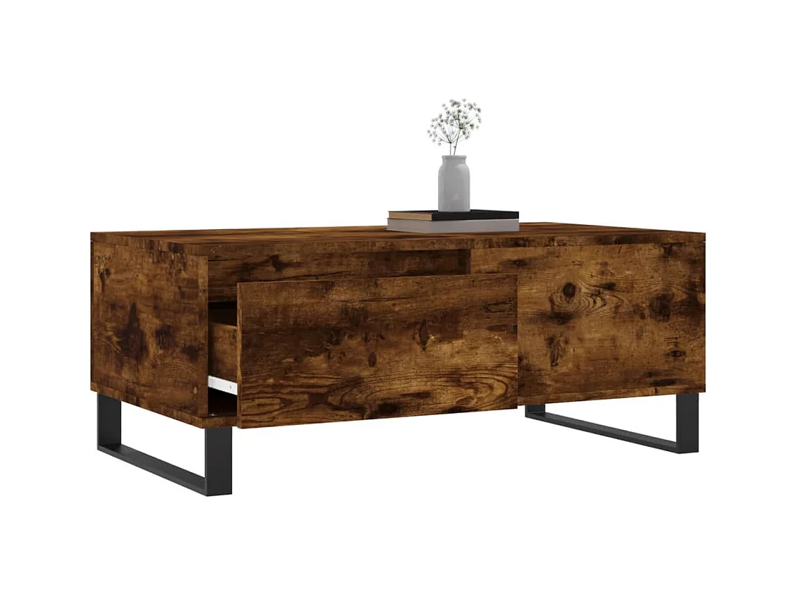 Table basse salon-Table d'appoint Chêne fumé 90x50x36,5 cm Bois d'ingénierie SHL27426