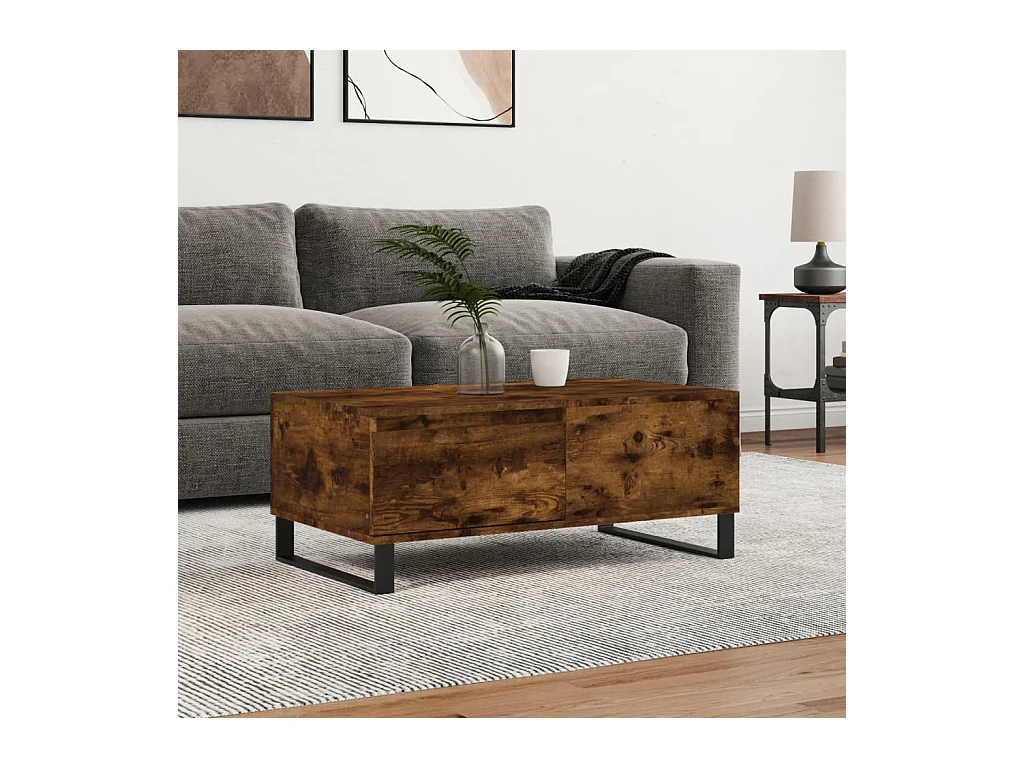 Table basse salon-Table d'appoint Chêne fumé 90x50x36,5 cm Bois d'ingénierie SHL27426