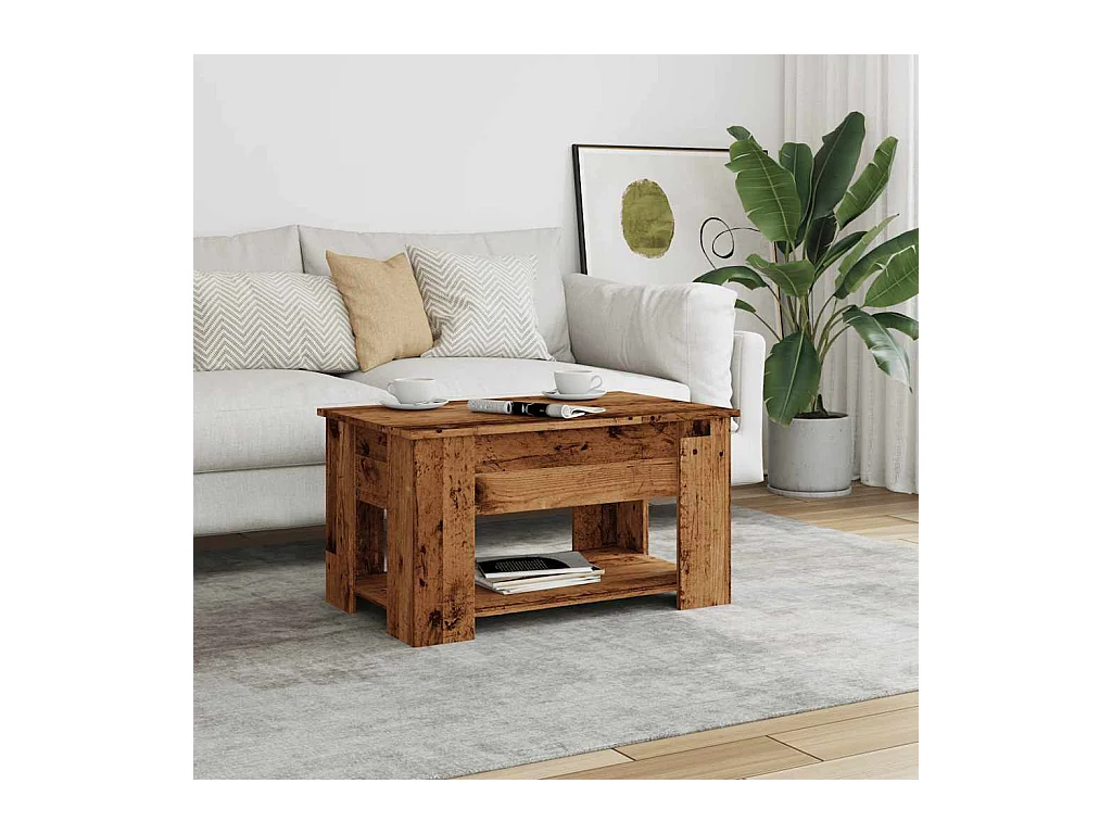 Mesa de centro-Mesa auxiliar teca reciclada maciza 90x50x41 cm SHL4469