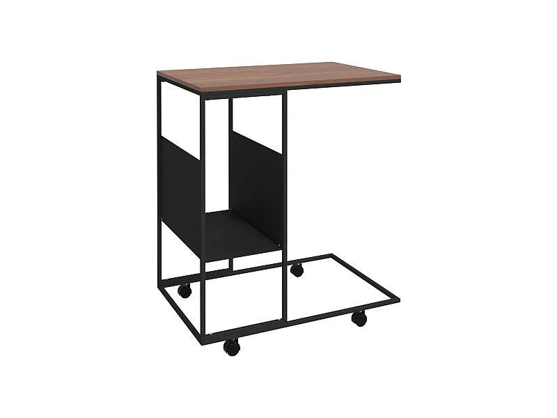 Mesa de centro | Mesa de apoio c/ rodas 55x36x63.5 cm derivados de madeira preto