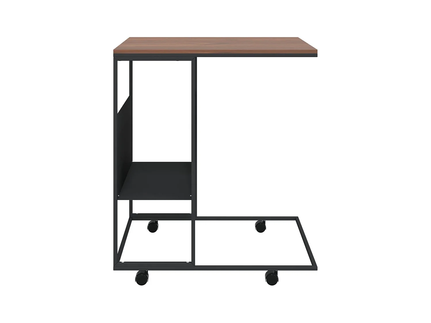 Mesa de centro | Mesa de apoio c/ rodas 55x36x63.5 cm derivados de madeira preto