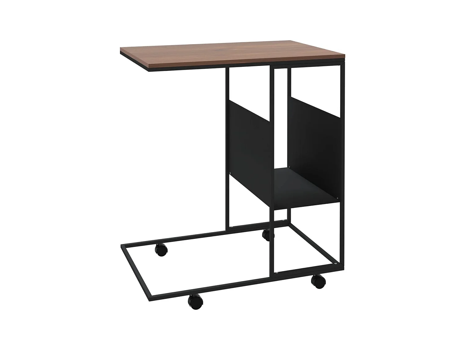 Mesa de centro | Mesa de apoio c/ rodas 55x36x63.5 cm derivados de madeira preto