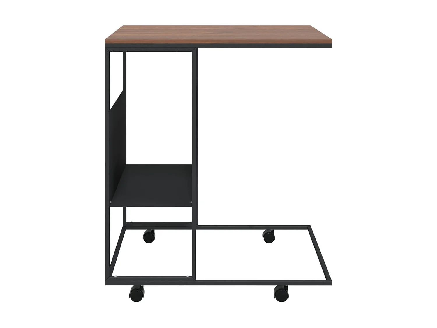 Couchtisch-Beistelltische-Sofatisch mit Rollen Schwarz 55x36x63,5 cm Holzwerkstoff SHL70214