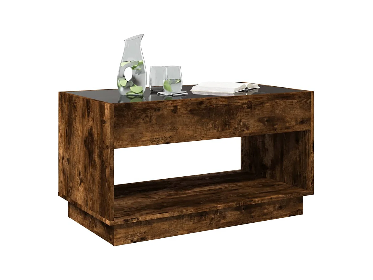 Mesa de centro | Mesa de apoio luzes LED Infinity 90x50x50 cm carvalho fumado