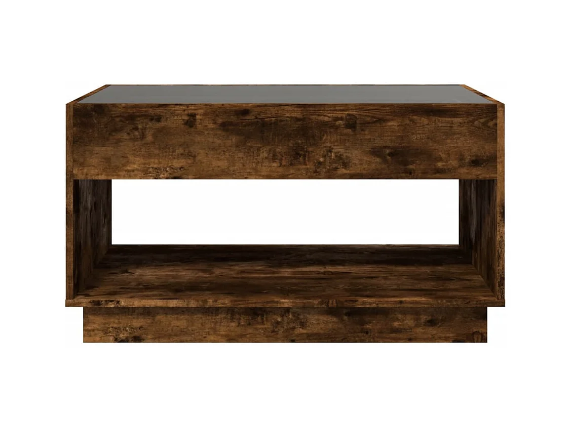 Mesa de centro | Mesa de apoio luzes LED Infinity 90x50x50 cm carvalho fumado