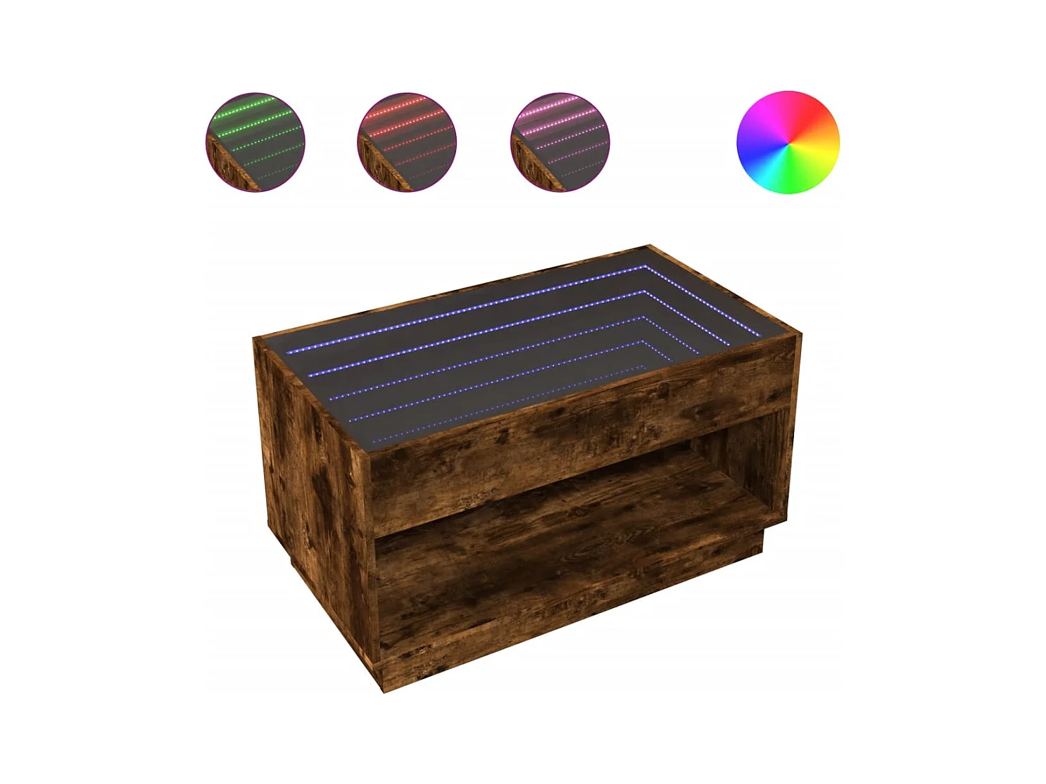 Table basse salon-Table d'appoint avec LED infini chêne fumé 90x50x50 cm SHL42512
