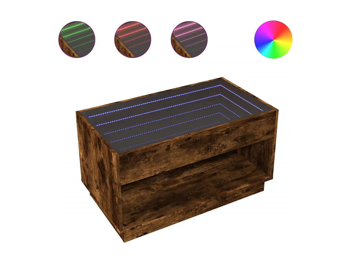 Couchtisch mit Infinity-LED | Beistelltische | Sofatisch Räuchereiche 90x50x50 cm SHL66373