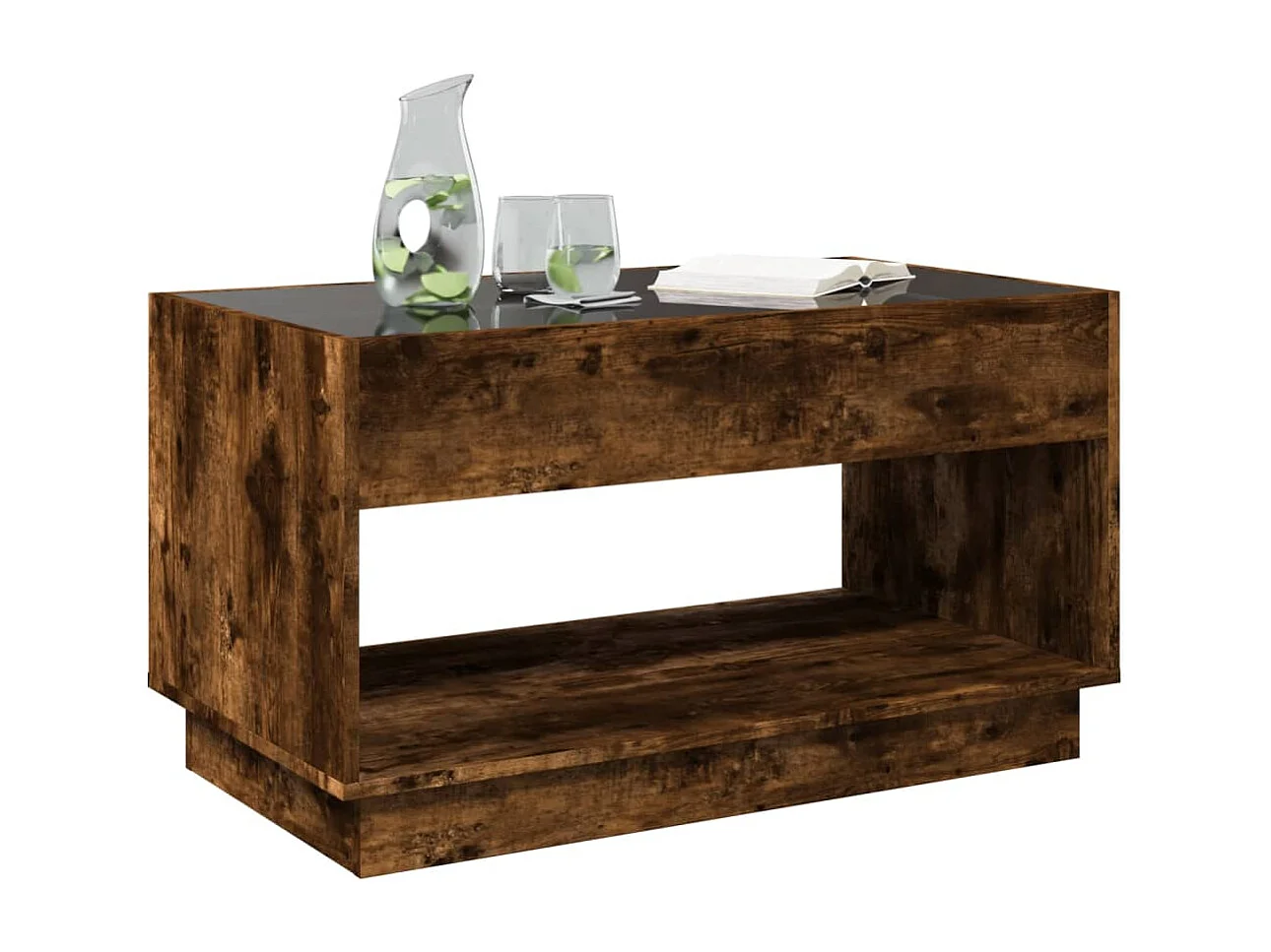 Couchtisch mit Infinity-LED | Beistelltische | Sofatisch Räuchereiche 90x50x50 cm SHL66373