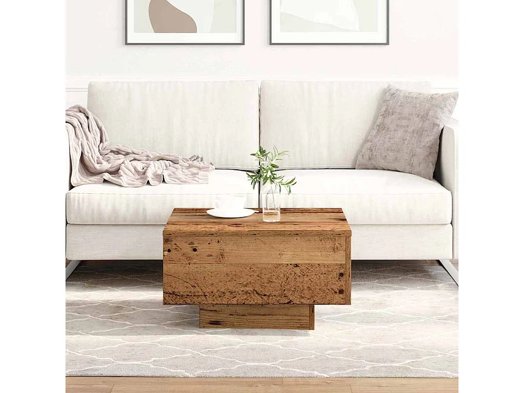 Salontafel | Koffietafel Oud hout 55 x 55 x 31 cm Bewerkt hout