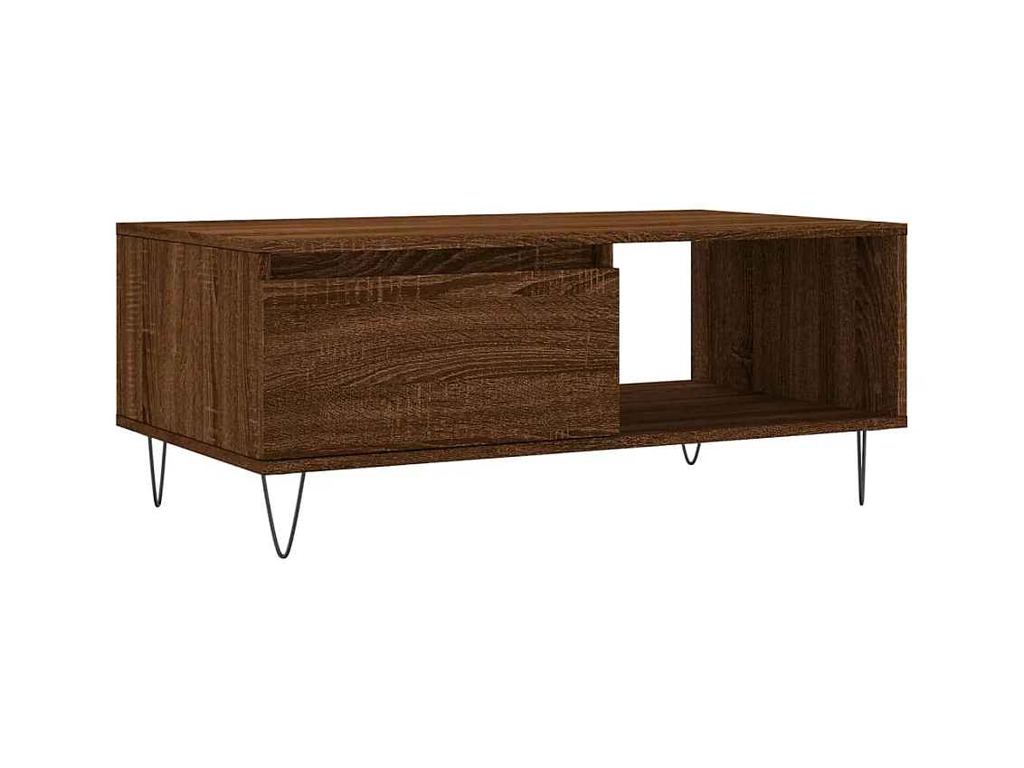 Table basse salon-Table d'appoint Chêne marron 90x50x36,5 cm Bois d'ingénierie SHL74355