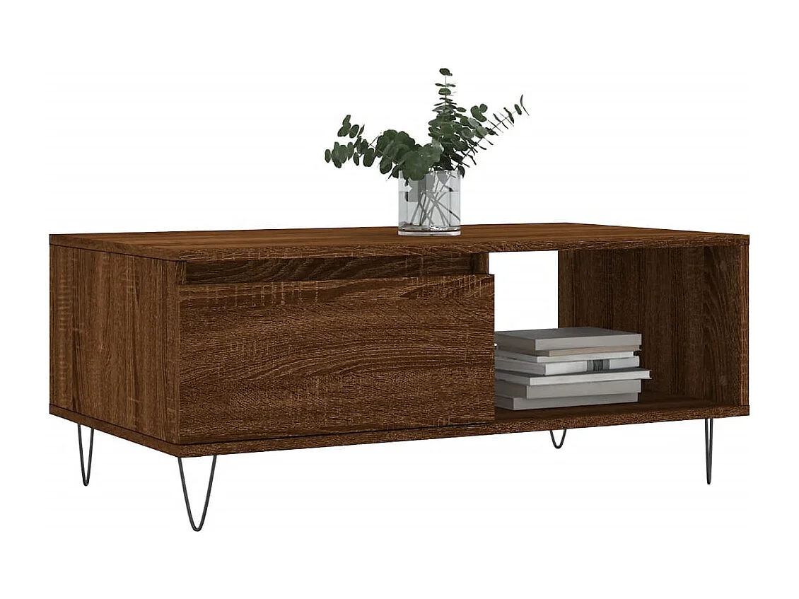 Table basse salon-Table d'appoint Chêne marron 90x50x36,5 cm Bois d'ingénierie SHL74355