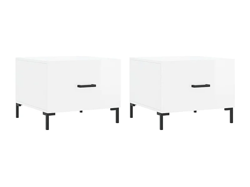 Couchtisch 2er Set-Sofatisch-Beistelltische Hochglanz-Weiß 50x50x40 cm Holzwerkstoff SHL2127