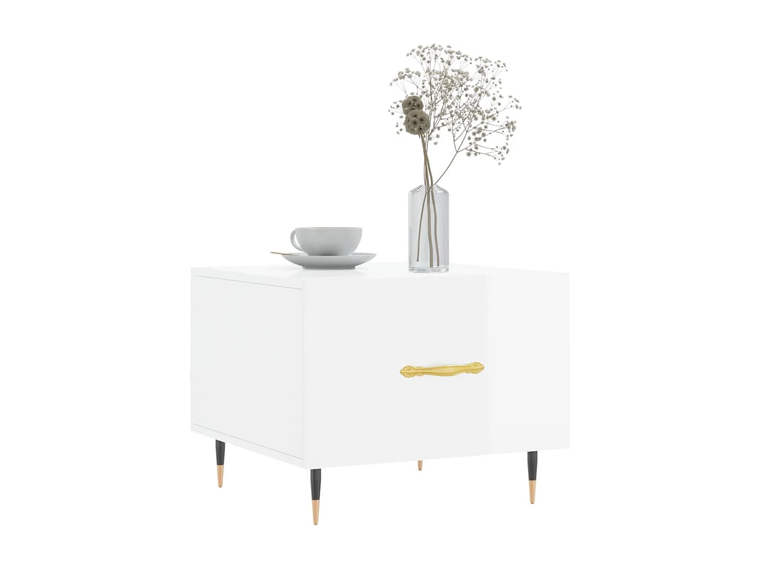 Tables basses salon-Tables d'appoint 2 pcs blanc brillant 50x50x40cm bois d'ingénierie SHL4420