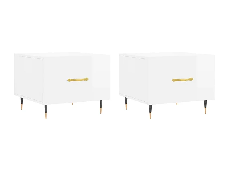 Tables basses salon-Tables d'appoint 2 pcs blanc brillant 50x50x40cm bois d'ingénierie SHL4420