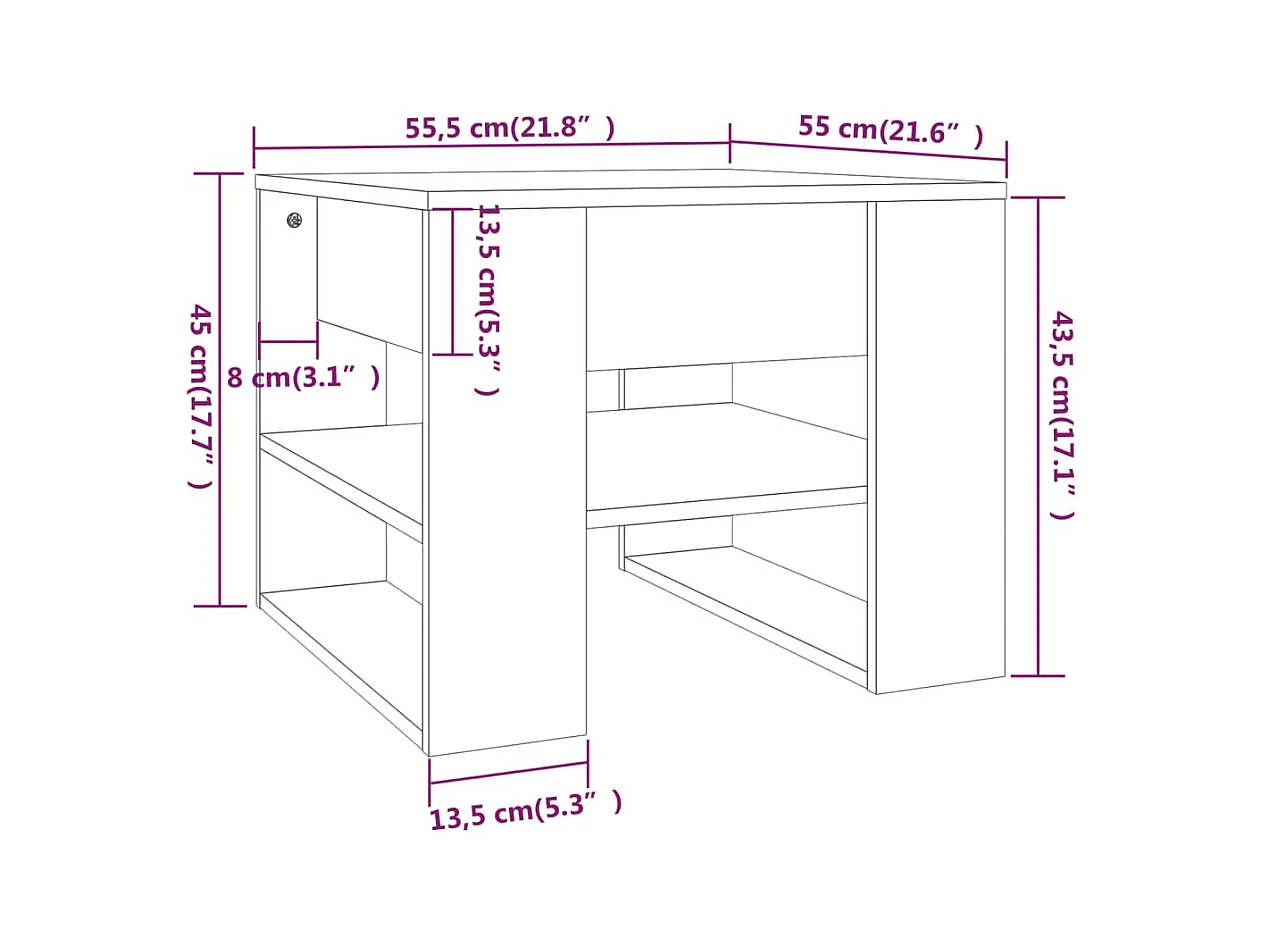 Mesa de centro | Mesa auxiliar de madera maciza de pino negro 87x48x35 cm SHL537291