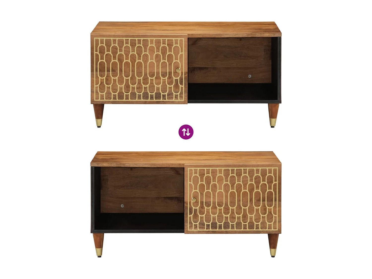 Mesa de centro | Mesa auxiliar con LED madera de ingeniería negro 70x50x45 cm SHL239578