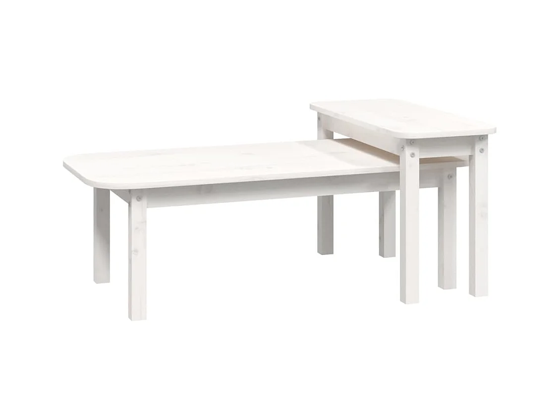 Ensemble de tables basses 2 pcs Blanc Bois massif de pin SHL52869