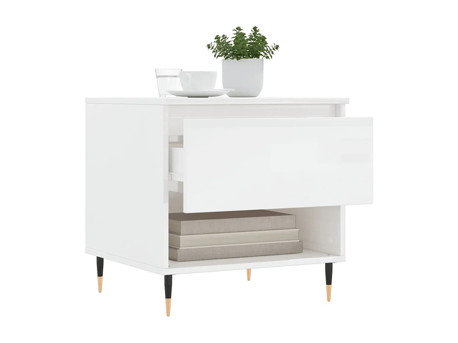 Table basse salon-Table à thé blanc brillant 50x46x50 cm bois d’ingénierie SHL96633