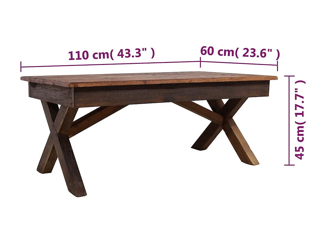 Couchtisch-Beistelltisch-Sofatisch Gemischtes Altholz 110x60x45 cm SHL70218