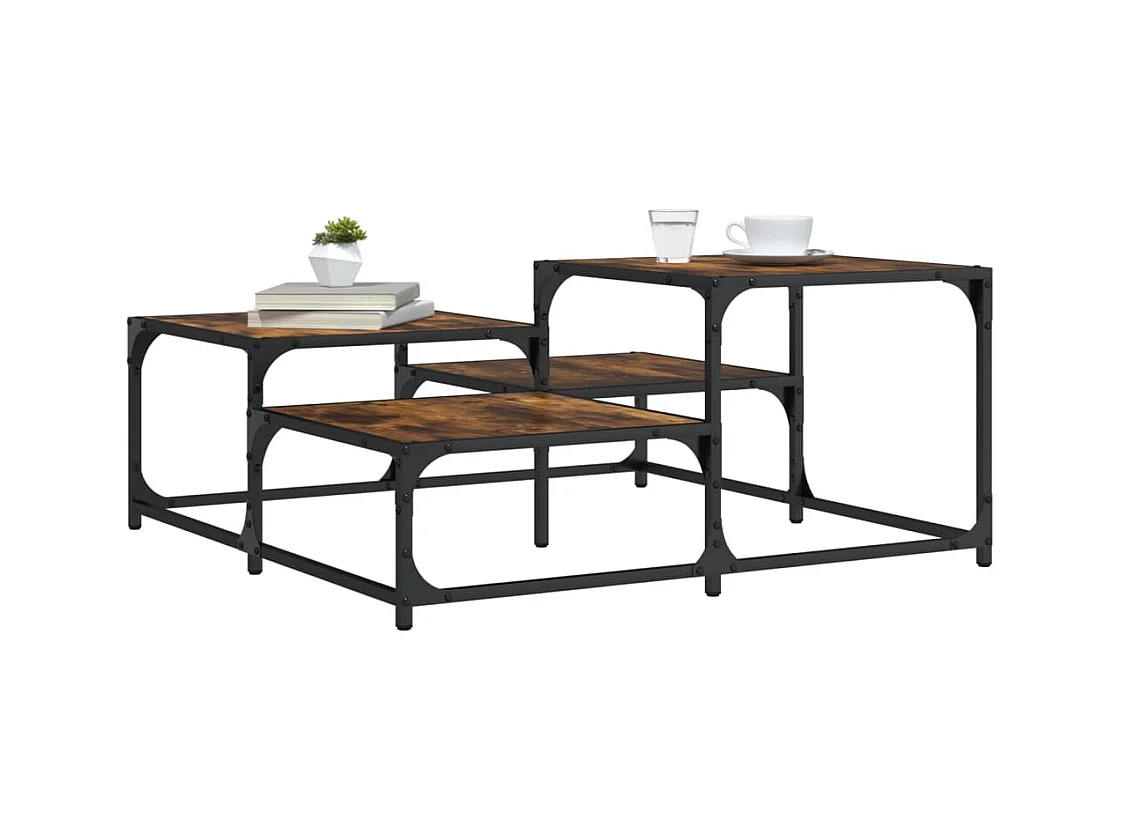 Mesa de centro-Mesa auxiliar de madera maciza de acacia 90x50x30 cm SHL4959