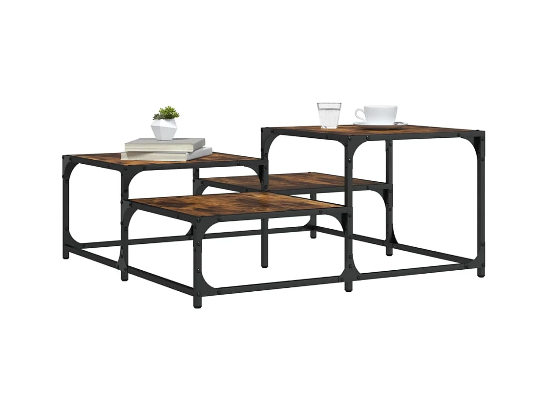 Mesa de centro-Mesa auxiliar de madera maciza de acacia 90x50x30 cm SHL4959