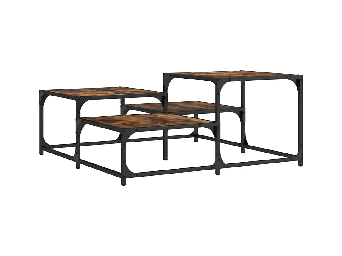 Table basse salon-Table d'appoint chêne fumé 87,5x87,5x40cm bois d'ingénierie SHL37961