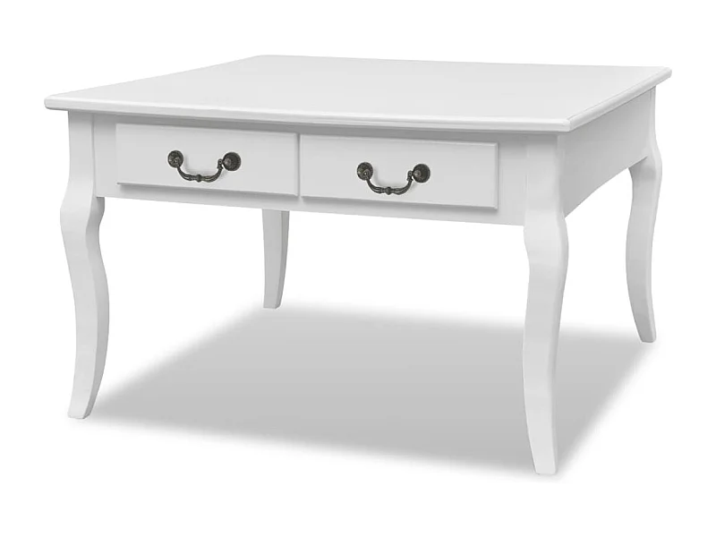 Mesa de centro | Mesa auxiliar salon con ruedas de contrachapado blanco 55x35x70 cm SHL4222