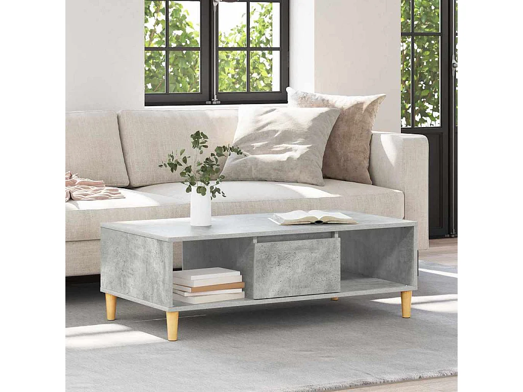 Table basse salon-Table d'appoint Gris béton 103,5x60x35 cm Bois d'ingénierie SHL25638