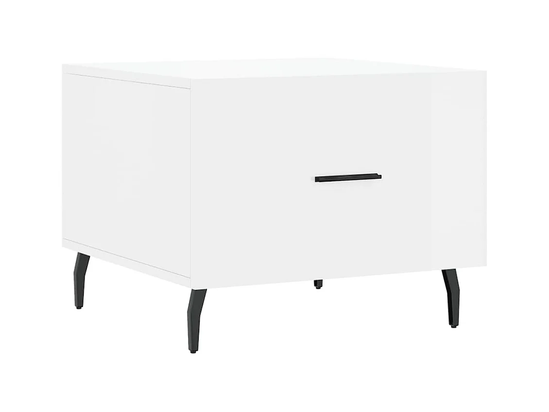 Mesa de centro | Mesa de apoio 50x50x40 cm madeira processada branco brilhante
