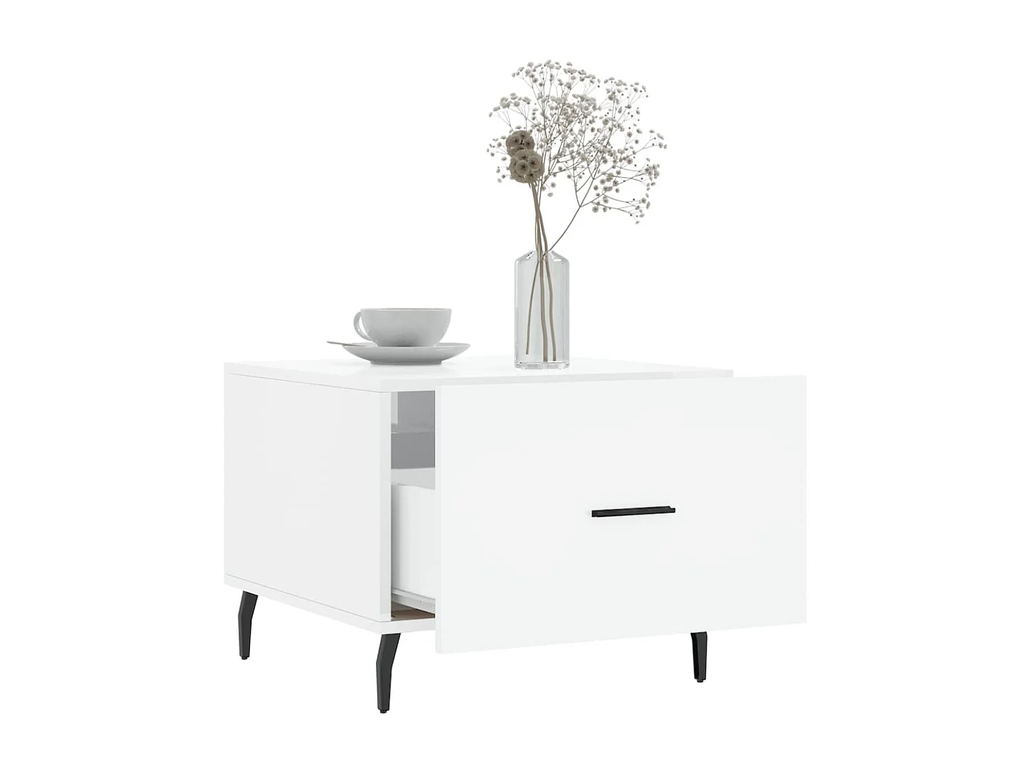 Table basse salon-Table d'appoint blanc brillant 50x50x40 cm bois d'ingénierie SHL7227