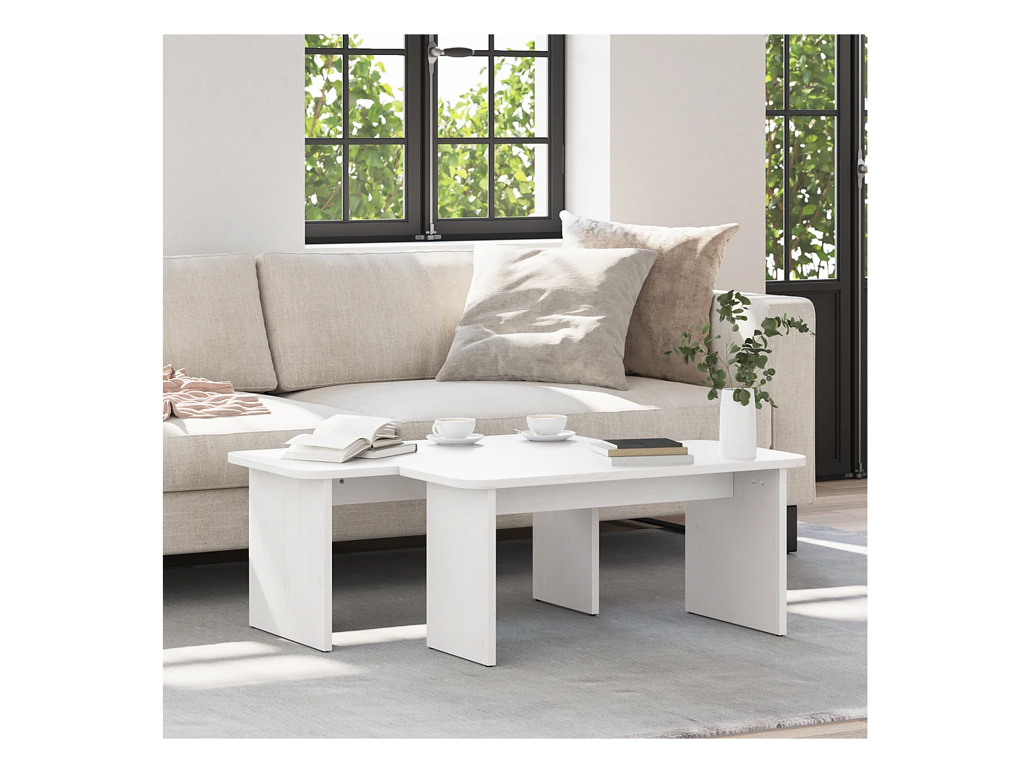 Mesas de centro | Mesas auxiliares 2 uds madera ingeniería gris hormigón 50x46x35 cm SHL75928