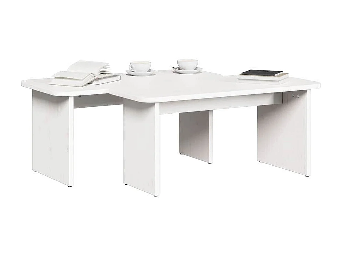 Tables basses salon-Tables d'appoint 2 pièces Blanc 100x69x35.5 cm Bois de pin massif SHL37615