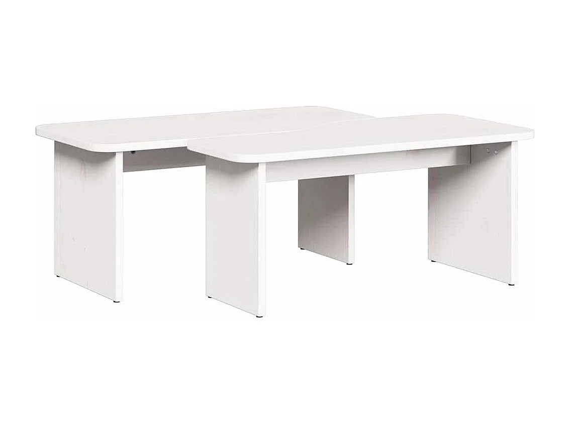 Tables basses salon-Tables d'appoint 2 pièces Blanc 100x69x35.5 cm Bois de pin massif SHL37615