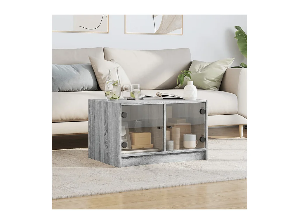 Mesa de centro-Mesa auxiliar de acero inoxidable plateado y madera maciza SHL4474