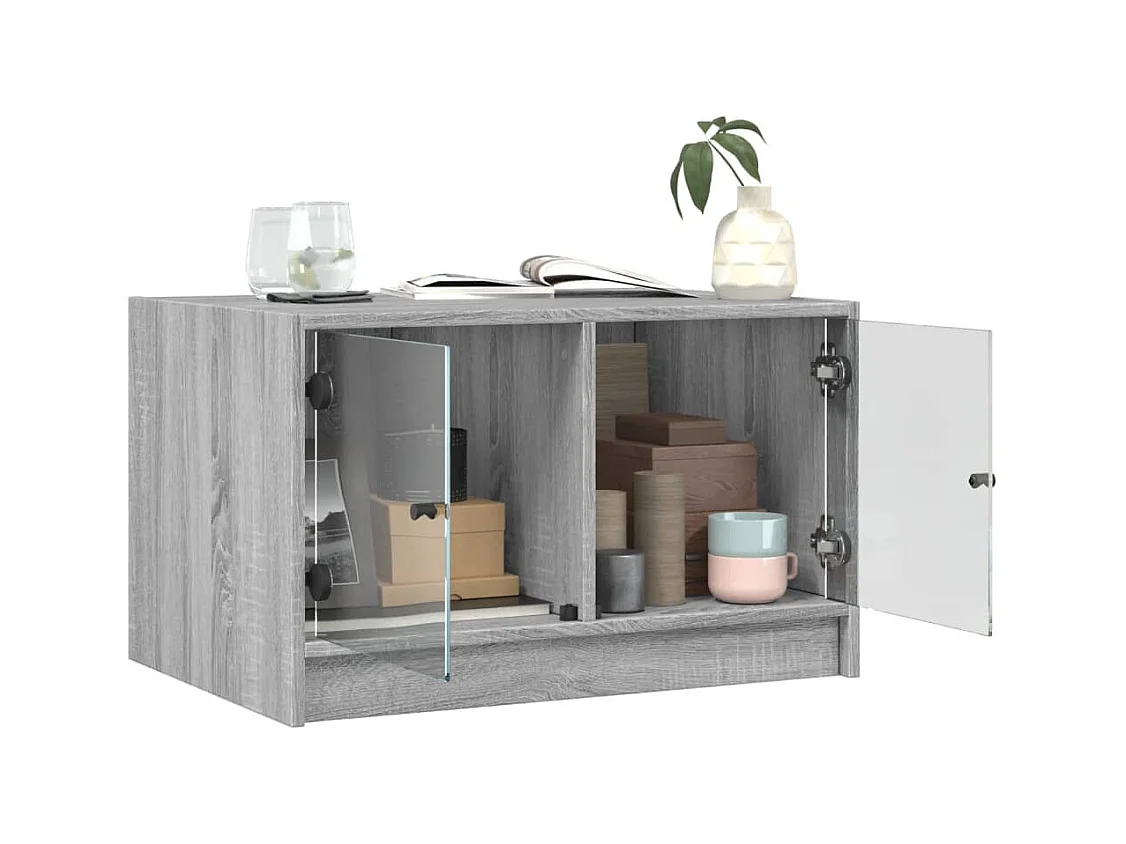 Mesa de centro-Mesa auxiliar de acero inoxidable plateado y madera maciza SHL4474