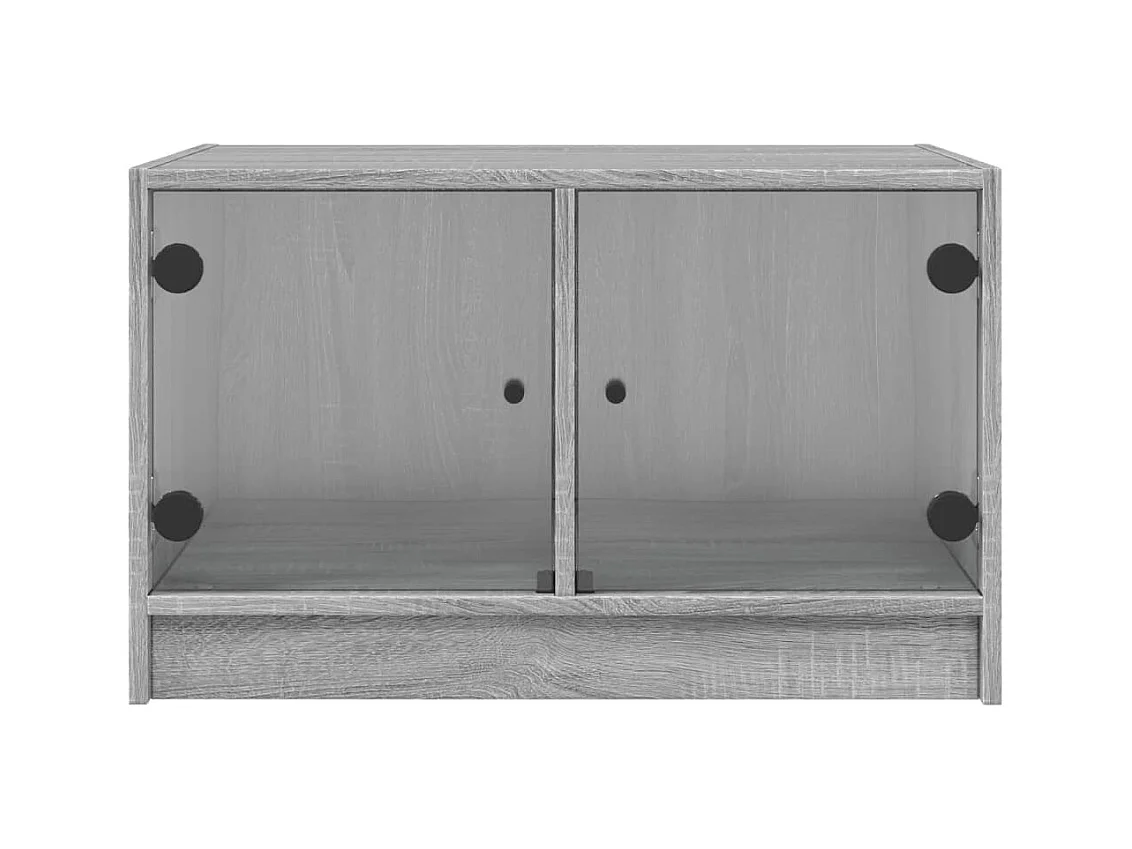 Mesa de centro-Mesa auxiliar de acero inoxidable plateado y madera maciza SHL4474