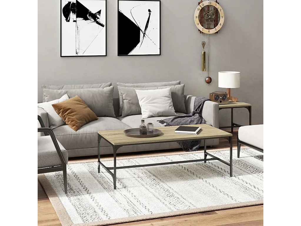 Mesa de centro | Mesa auxiliar madera contrachapada roble ahumado 68x50x38 cm SHL3188