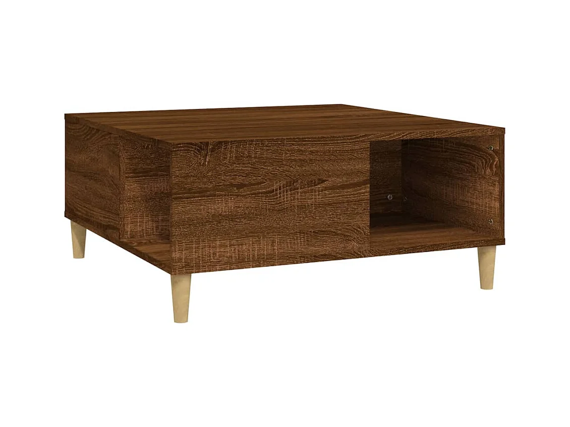 Mesa de centro | Mesa de apoio 80x80x36.5 cm derivados madeira carvalho castanho
