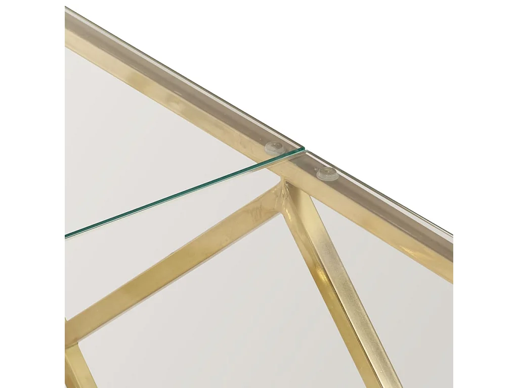 Couchtisch-Sofatisch-Beistelltische Golden Edelstahl und Hartglas SHL56644