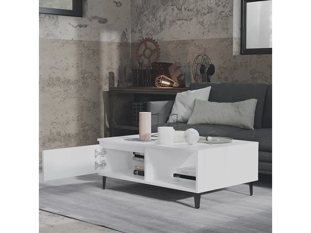 Couchtisch-Sofatisch-Beistelltische Weiß 90x60x35 cm Holzwerkstoff SHL4577