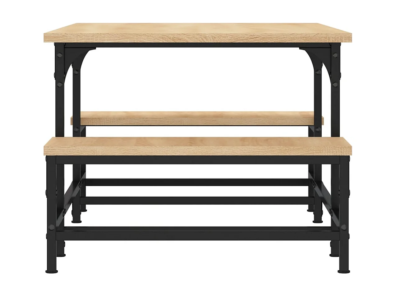 Mesa de centro-Mesa auxiliar con patas de metal gris hormigón 50x50x40 cm SHL4367