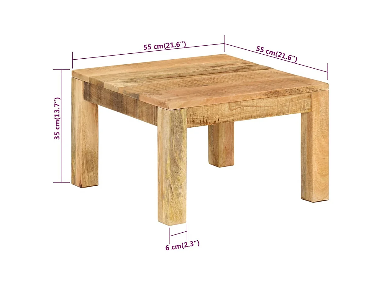 Mesa de centro | Mesa de apoio | Mesa de café 55x55x35 cm madeira de mangueira maciça