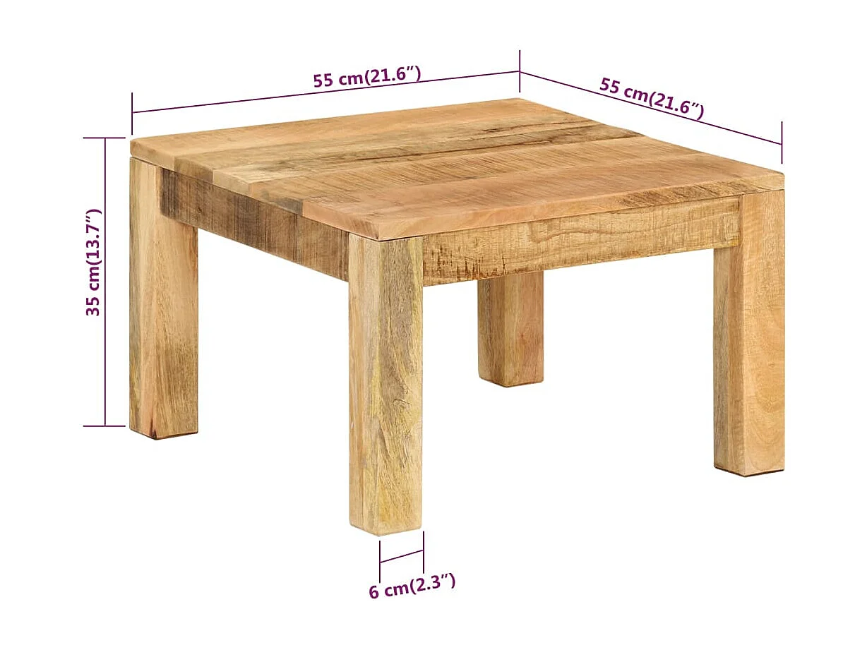 Couchtisch-Sofatisch-Beistelltische 55x55x35 cm Massivholz Mango SHL66715