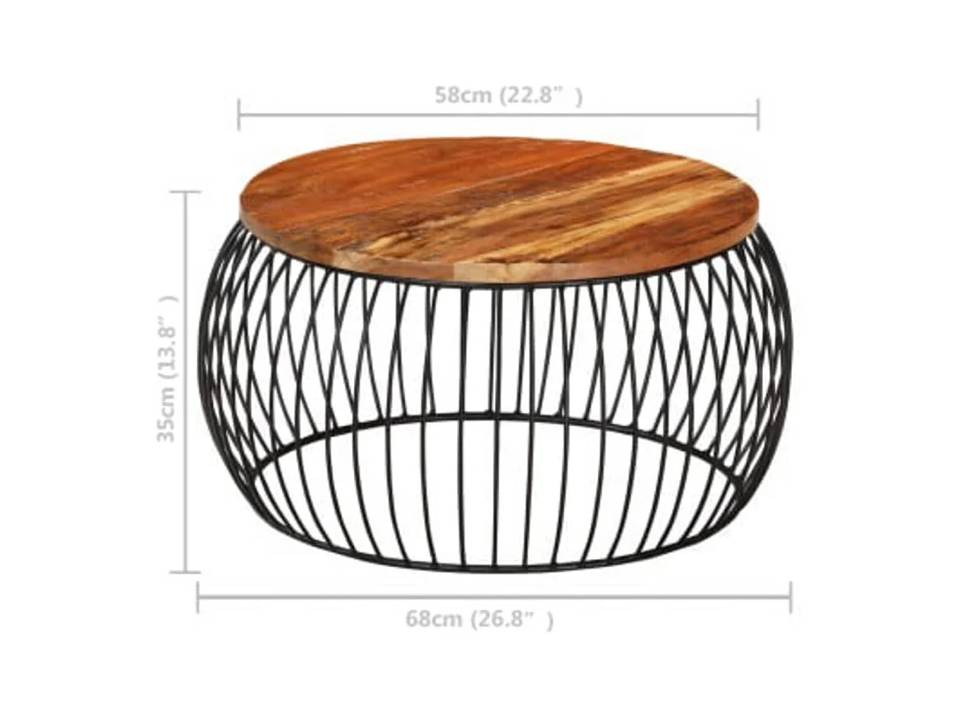 Mesa de centro | Mesa auxiliar 80x80x35 cm madera maciza de mango rugosa SHL2598