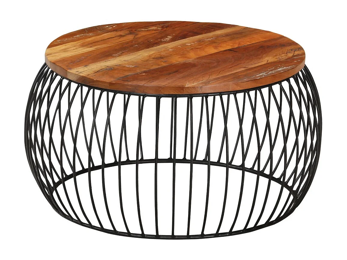 Couchtisch-Beistelltisch-Sofatisch Ø68 cm Massivholz aus Altholz SHL9866