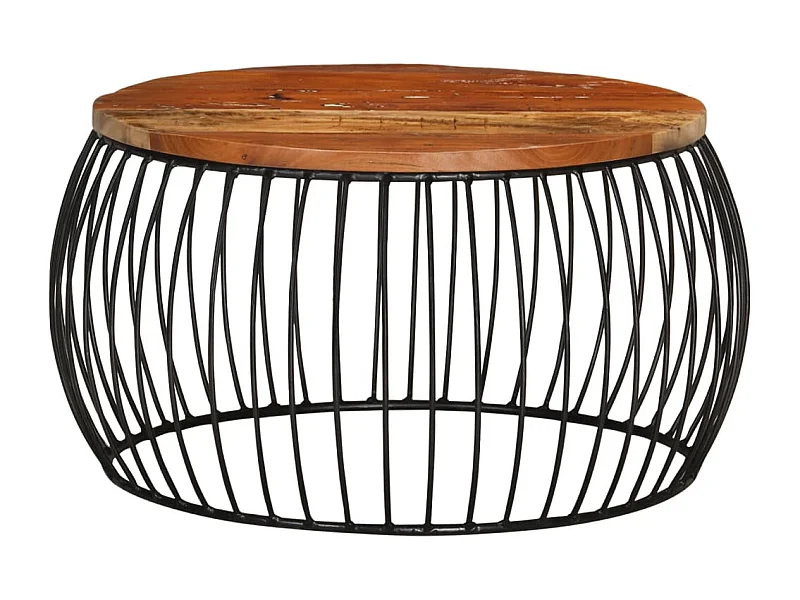 Mesa de centro | Mesa de apoio Ø68 cm madeira recuperada maciça