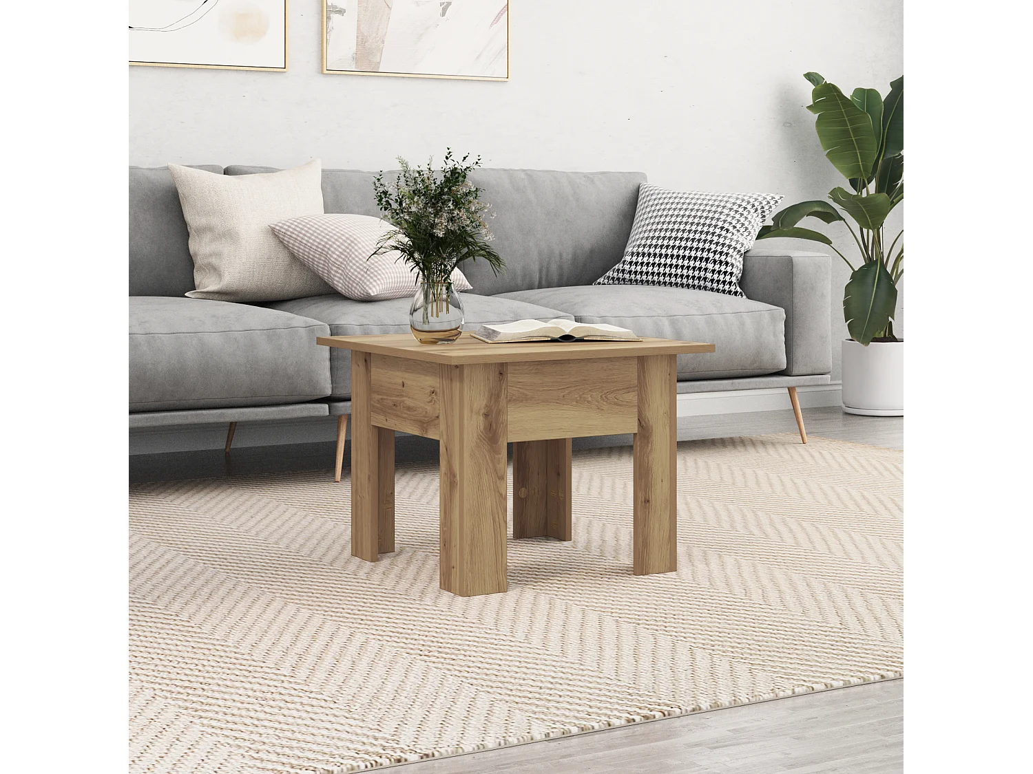 Couchtisch-Wohnzimmertisch-Beistelltische Artisan-Eiche 55x55x42 cm Holzwerkstoff SHL13244