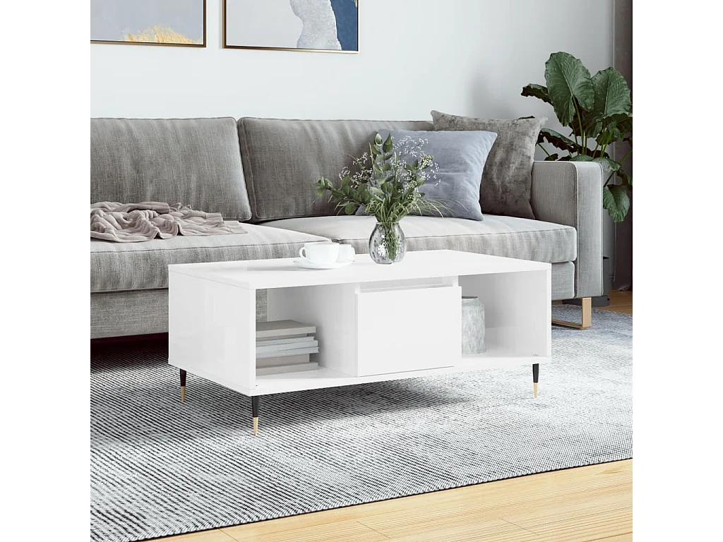 Mesa de centro | Mesa auxiliar madera ingeniería metal gris Sonoma 95x95x45 cm SHL19833